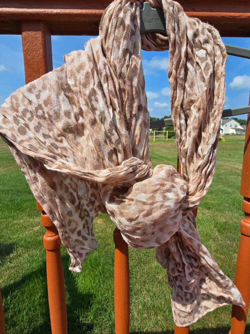 Express Leopard Animal Print Scarf Beige Tan Brown Lightweight Gauze Wrap